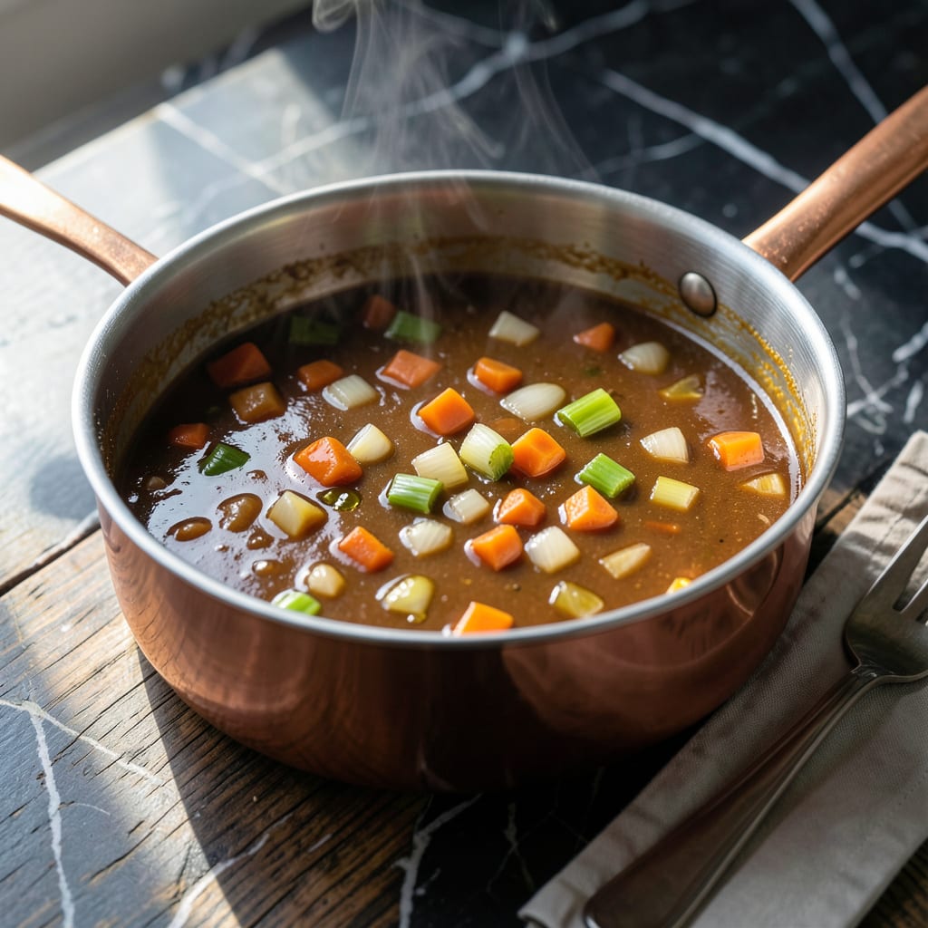 Basic Espagnole Sauce Recipe: Rich Foundation for Classic French Dishes example with annotations