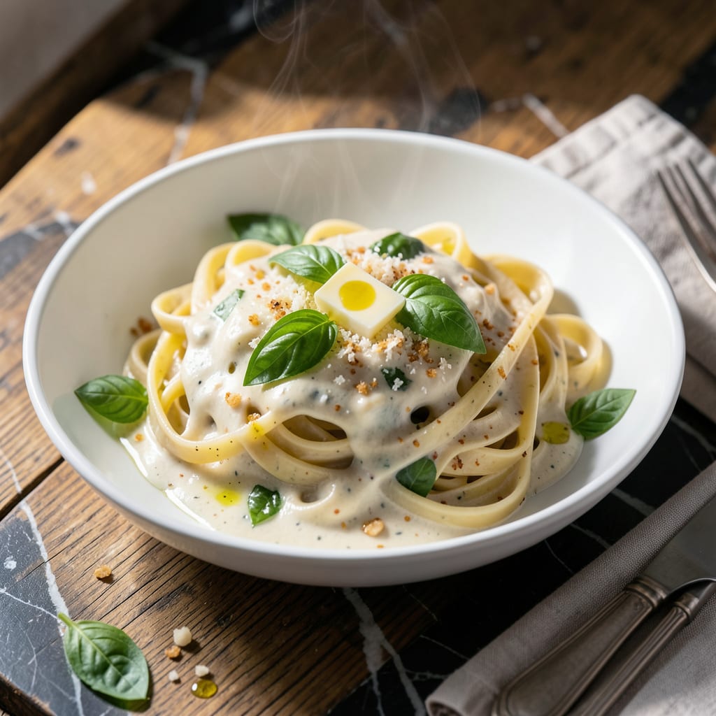 Basil Alfredo Sauce Recipe: Fresh Herb Creaminess for Pasta Night illustration with key details