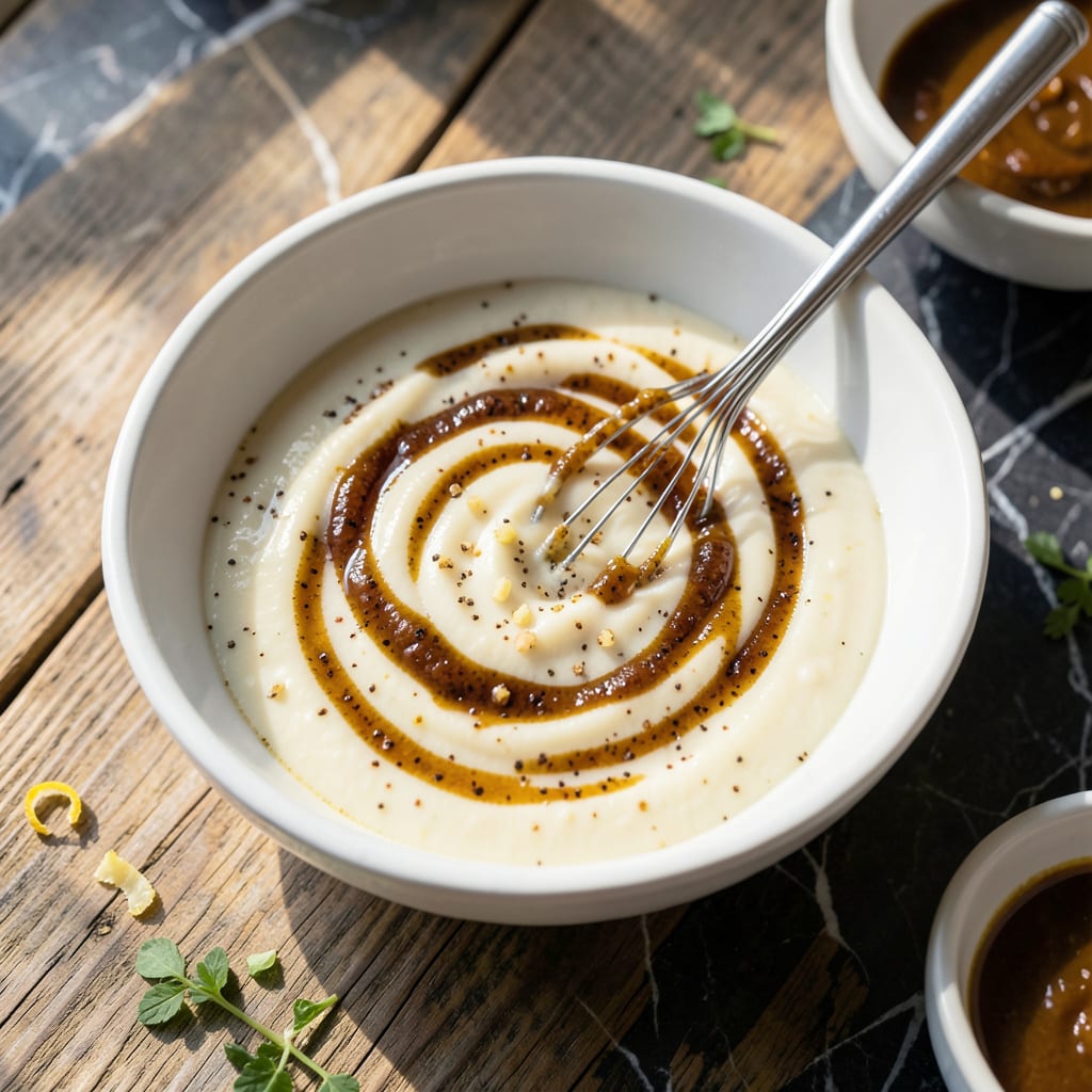 BBQ Plaza Sauce Recipe: Tangy White Glaze for Pitmasters example with annotations