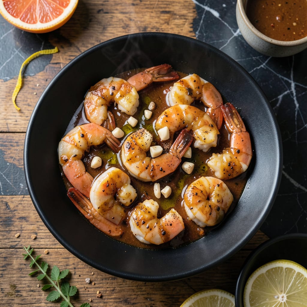 BBQ Sauce Shrimp Recipe: Sweet and Smoky Grilled Delight illustration with key details