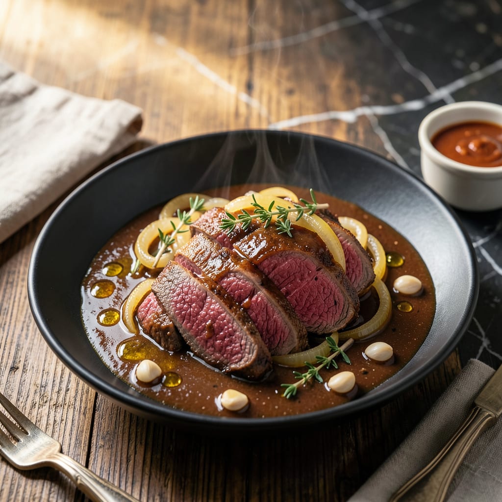 Visual representation of Beef Au Jus Sauce Recipe: Rich French Dip Flavor for Sandwiches