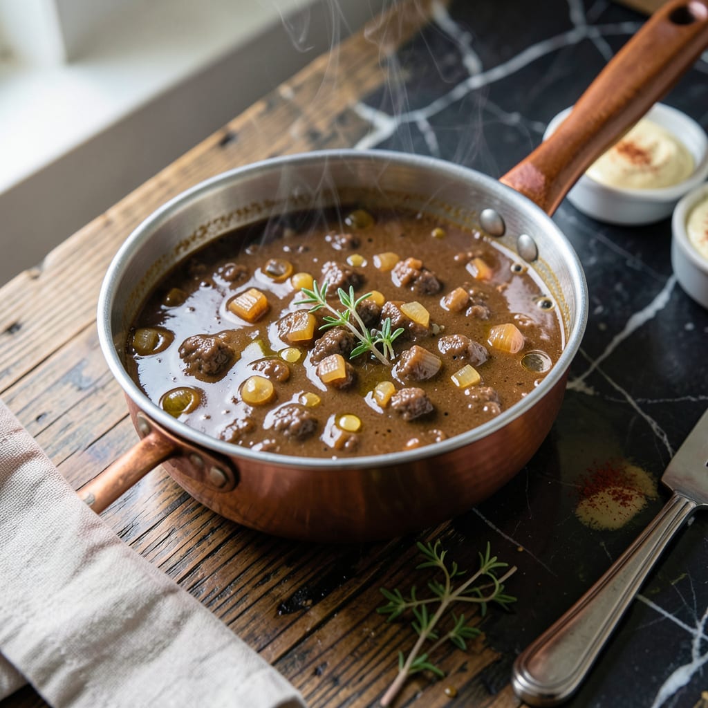 Beef Dip Sauce Recipe: Rich Au Jus for Sandwich Dipping example with annotations