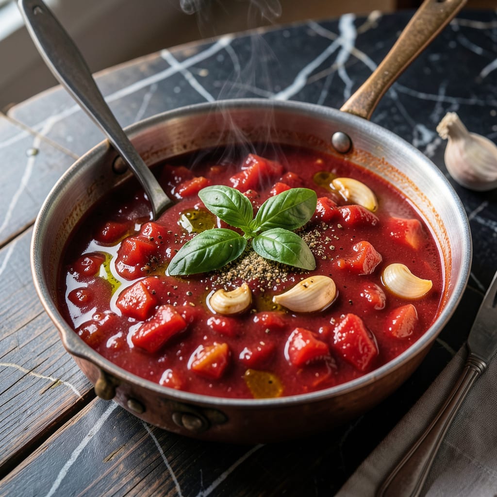 Visual representation of bertuccis tomato sauce recipe