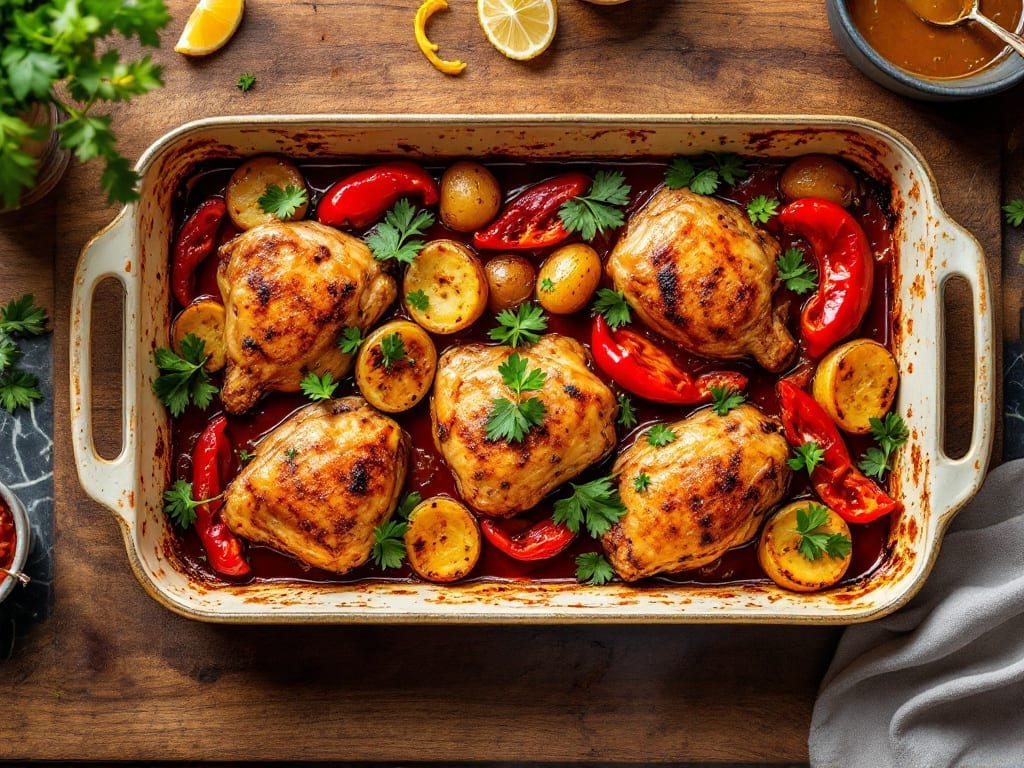 Jamie Oliver's Harissa Chicken Tray Bake Recipe: Spicy-Sweet North African Crunch in One Pan