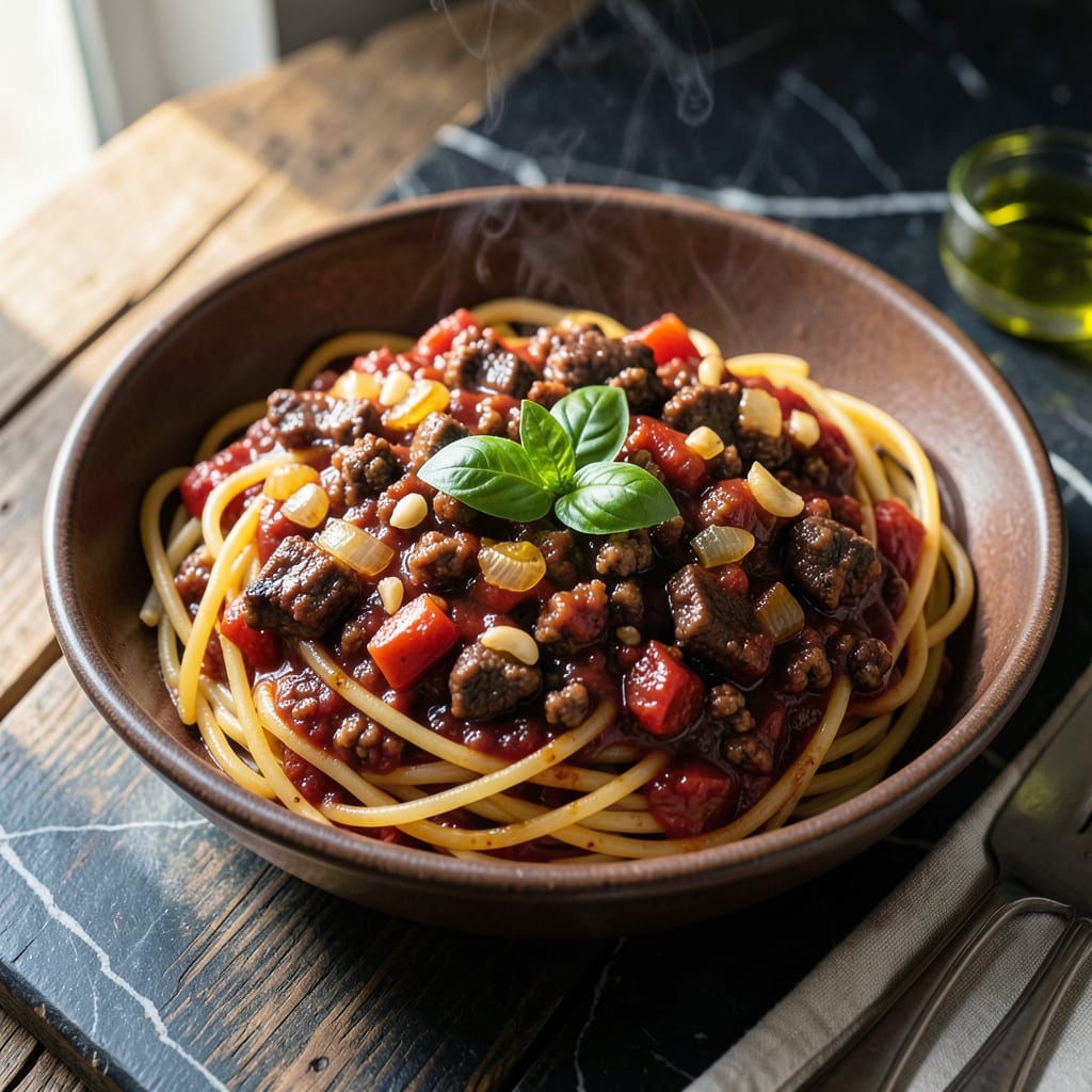 Bison Spaghetti Sauce Recipe: Gamey Richness for Hearty Pasta example with annotations
