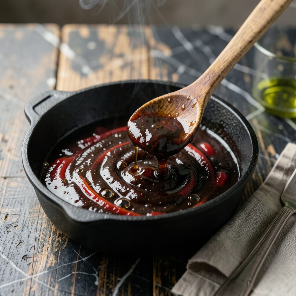 Black Barbecue Sauce Recipe: Deep Molasses and Vinegar Boldness illustration with key details