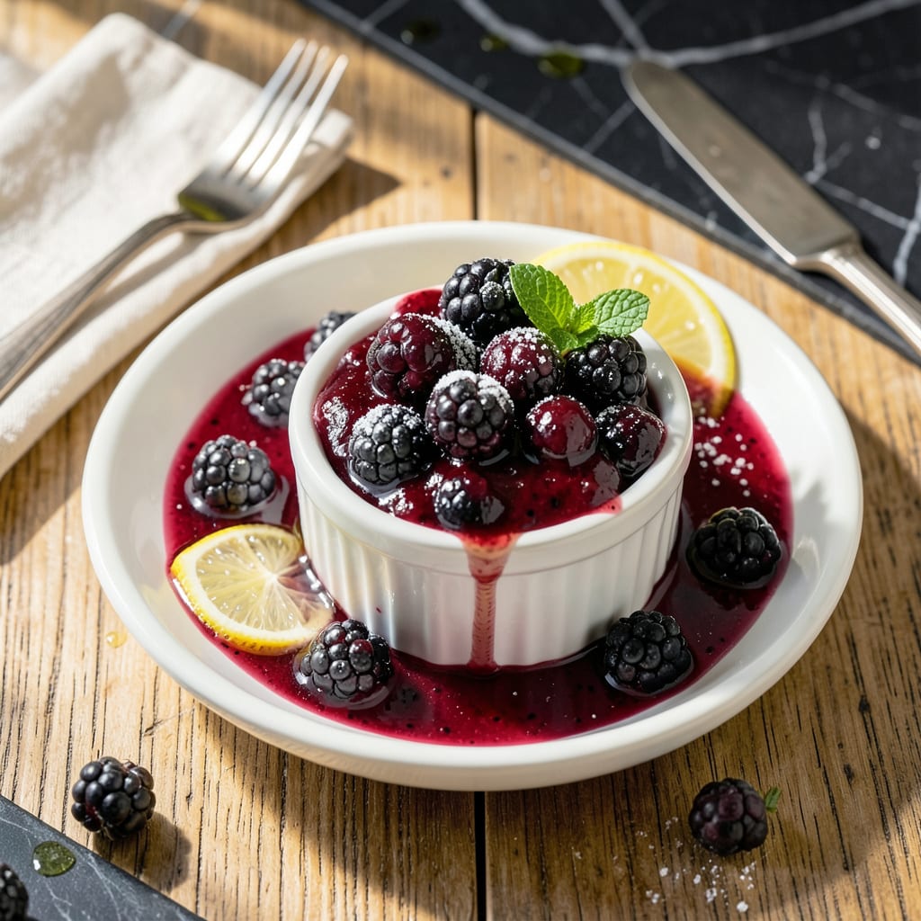 Visual representation of Blackberry Sauce Recipe for Desserts: Silky Sweetness with a Tart Twist
