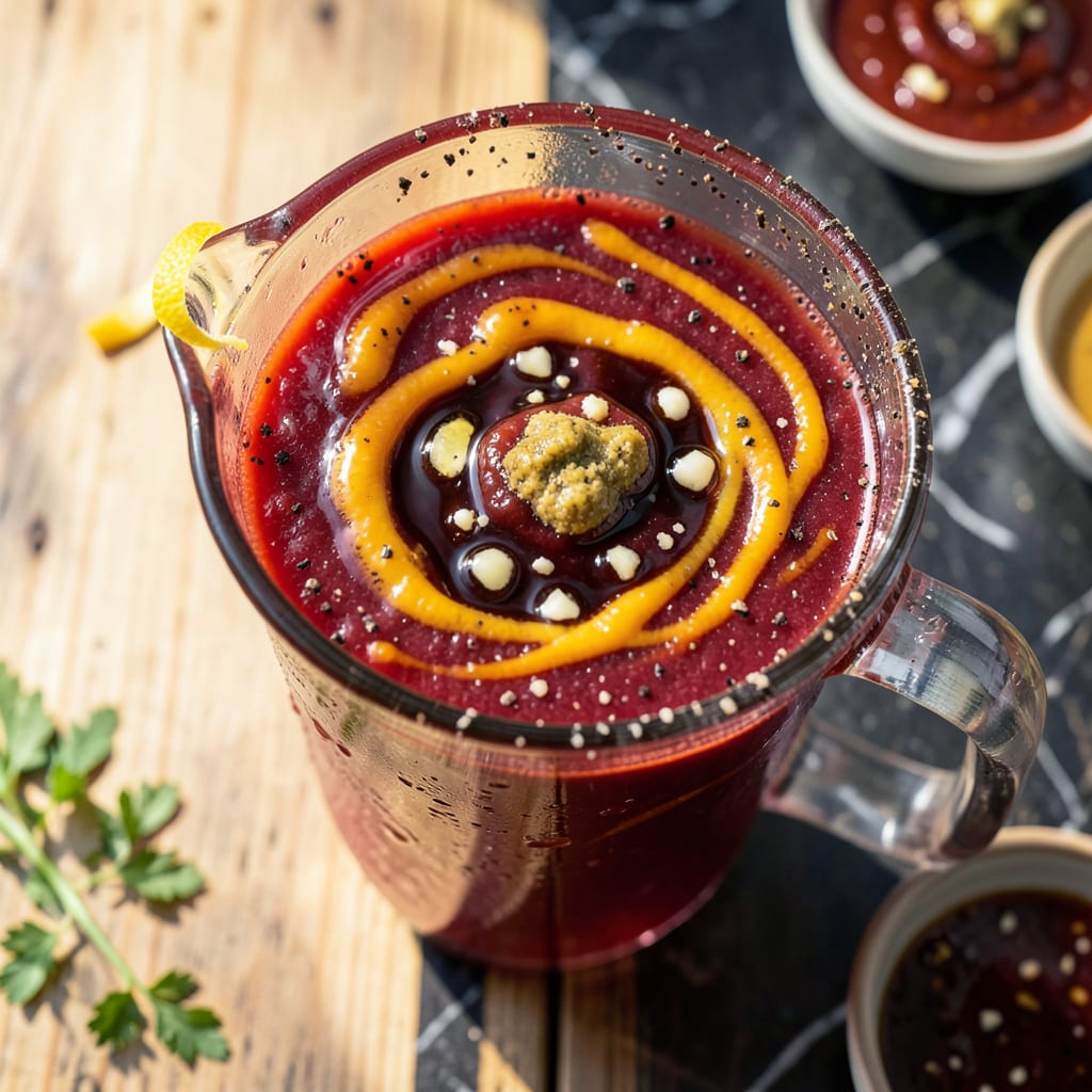 Bloody Mary Sauce Recipe: Zesty Tomato and Spice Infusion example with annotations