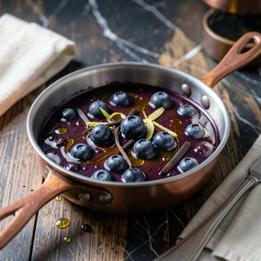 Blueberry Reduction Sauce Recipe: Concentrated Sweet Tart Essence for Desserts example with annotations