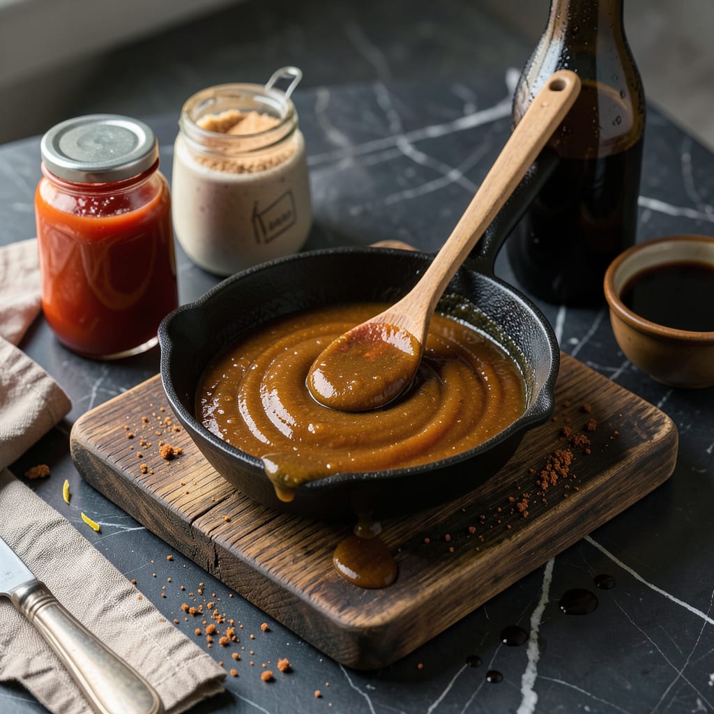 board and brew sauce recipe illustration with key details