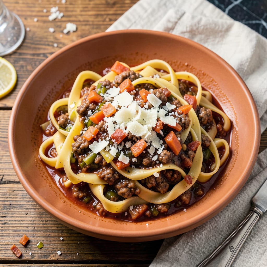 Visual representation of bolognese sauce recipe giada
