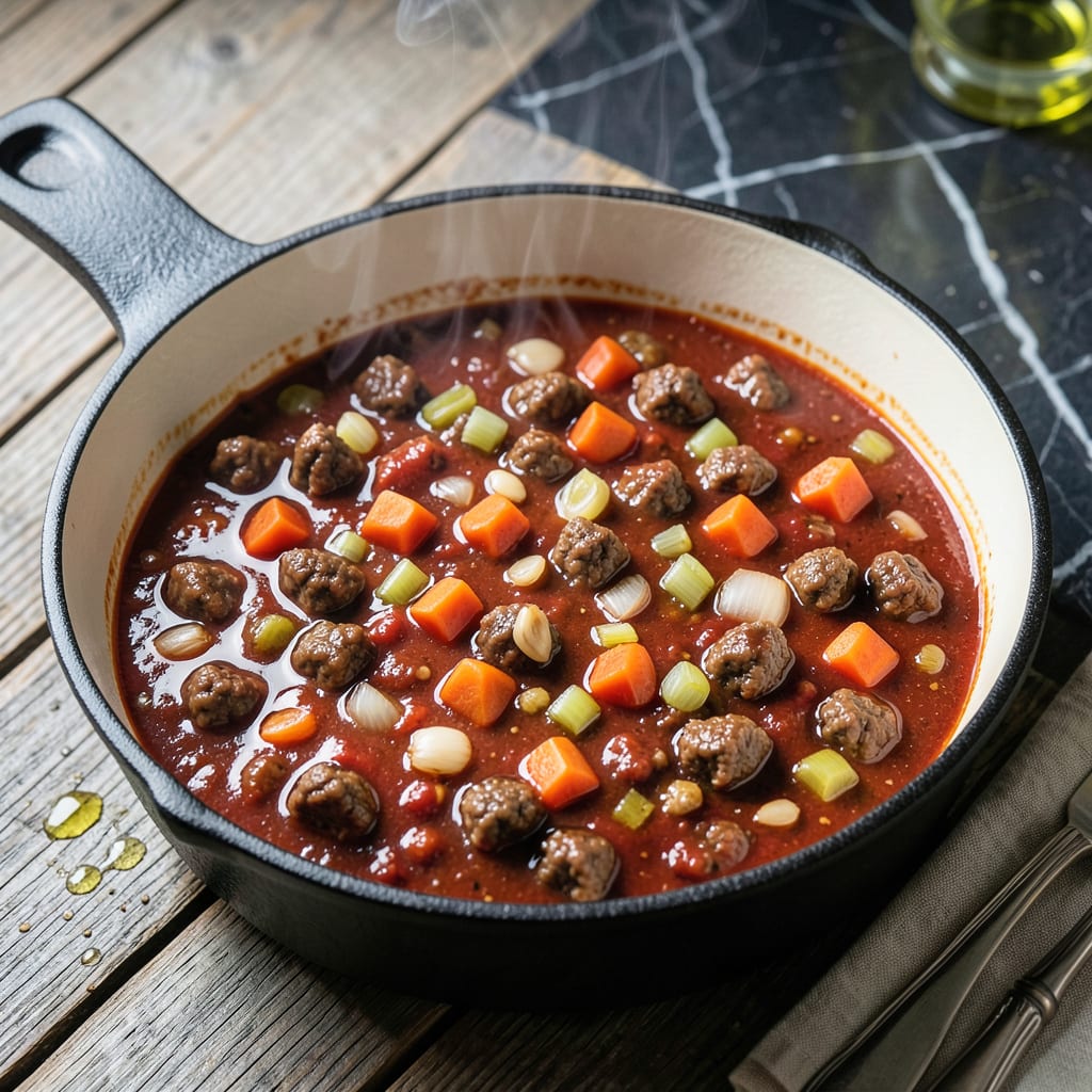 Bolognese Sauce Recipe No Milk: Rich Meat Sauce Without Dairy example with annotations
