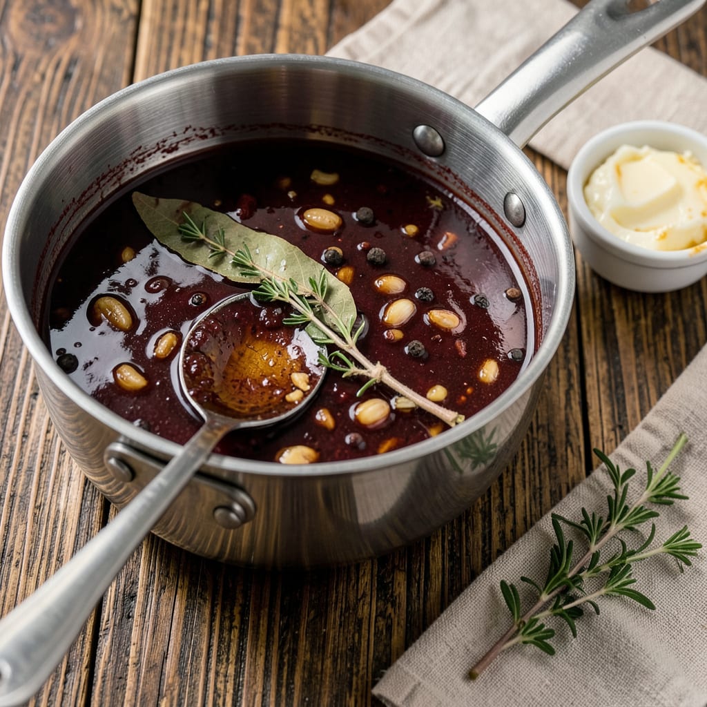 Visual representation of Bordelaise Sauce Recipe: Rich Red Wine Reduction for Steakhouse Elegance