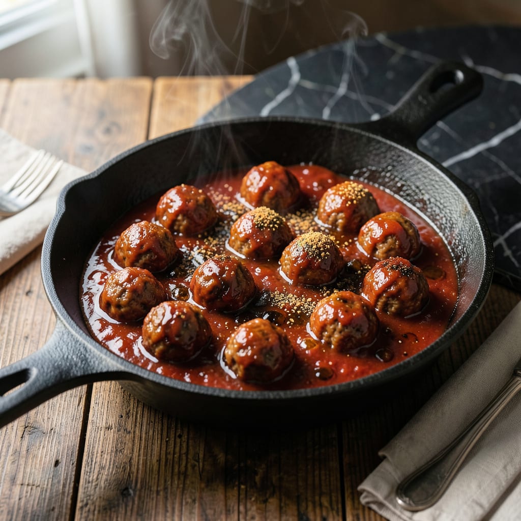 Bourbon Meatball Sauce Recipe: Rich and Smoky Depth for Hearty Dishes illustration with key details