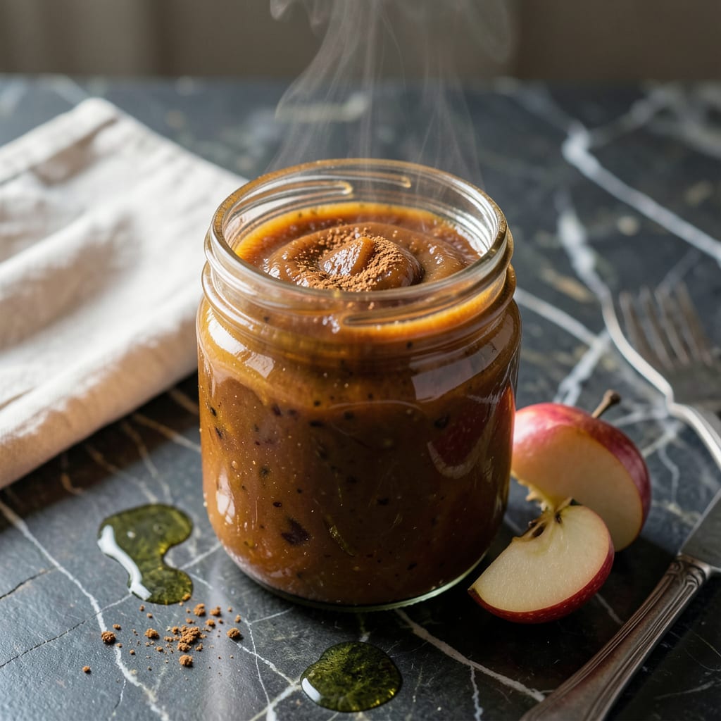 Canned Apple Sauce Recipe: Homemade Spiced Sweetness in a Jar illustration with key details