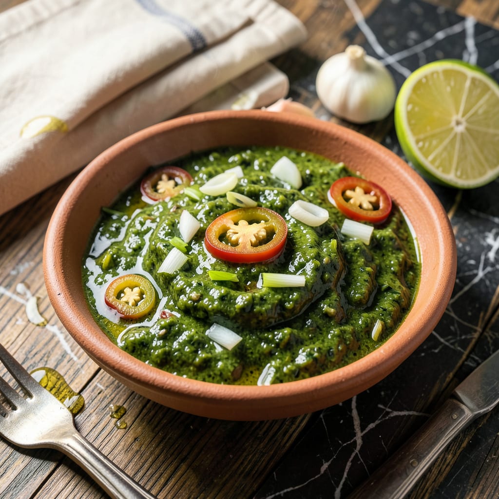 Visual representation of Caribbean Green Sauce Recipe: Zesty Herb Blend for Seafood and Meats