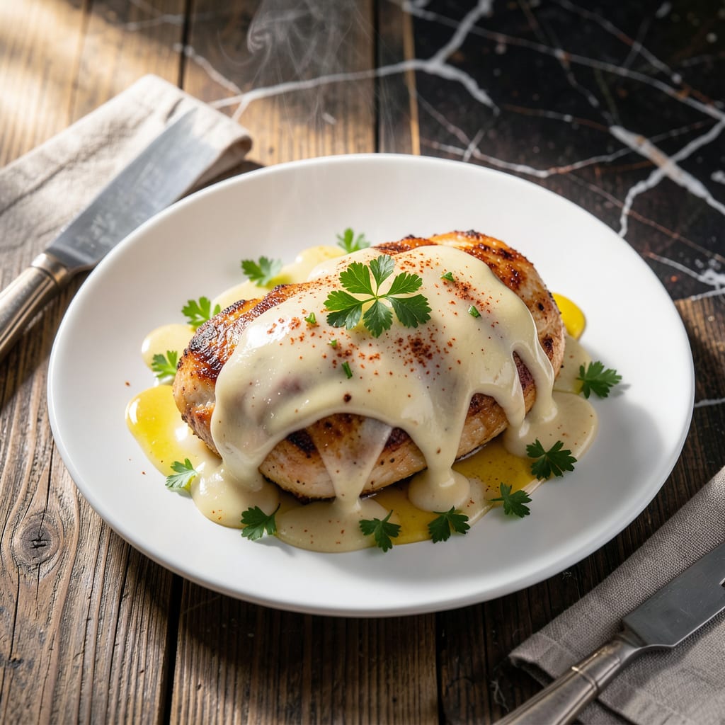 Visual representation of Cheese Sauce Chicken Recipe: Velvety Coating Over Tender Poultry