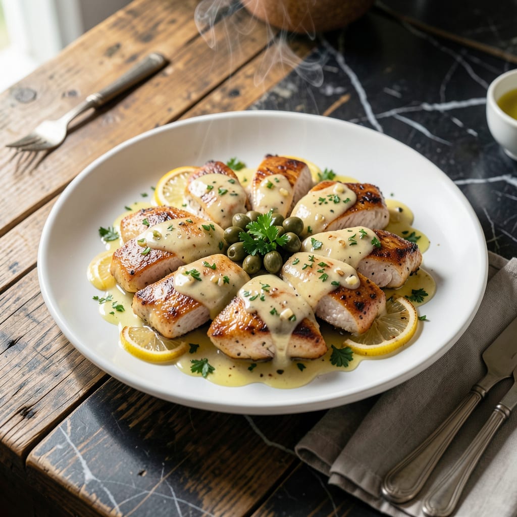 Complete Cheesecake Factory Chicken Piccata Sauce Recipe: Zesty Lemon Caper Emulsion overview image