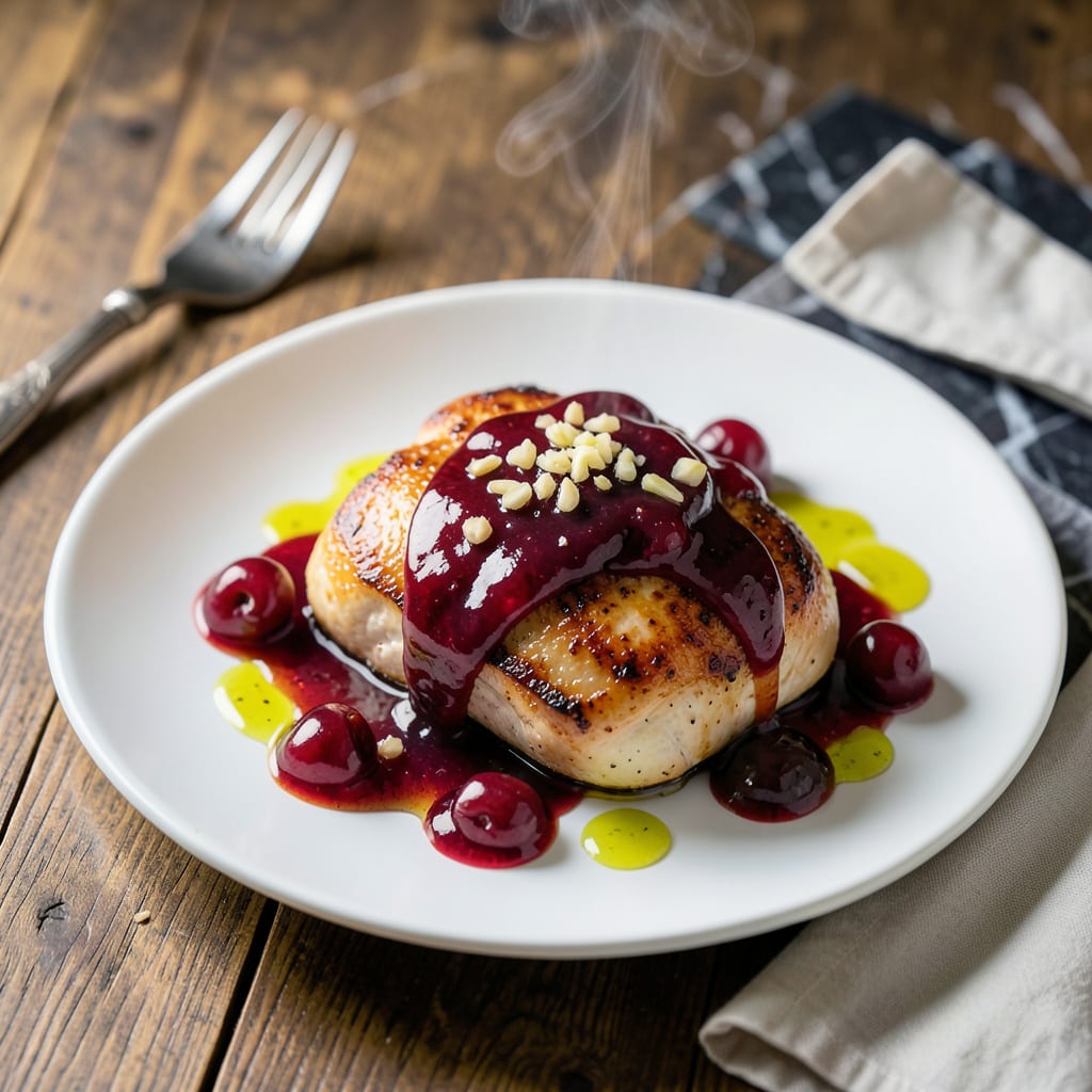 Visual representation of Cherry Sauce Recipe for Chicken: Sweet Tart Glaze with Herbal Depth