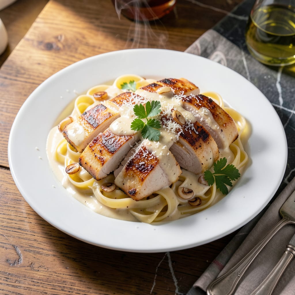 Visual representation of Chicken Alfredo Sauce Recipe With Heavy Cream: Rich Parmesan Velvety Smoothness