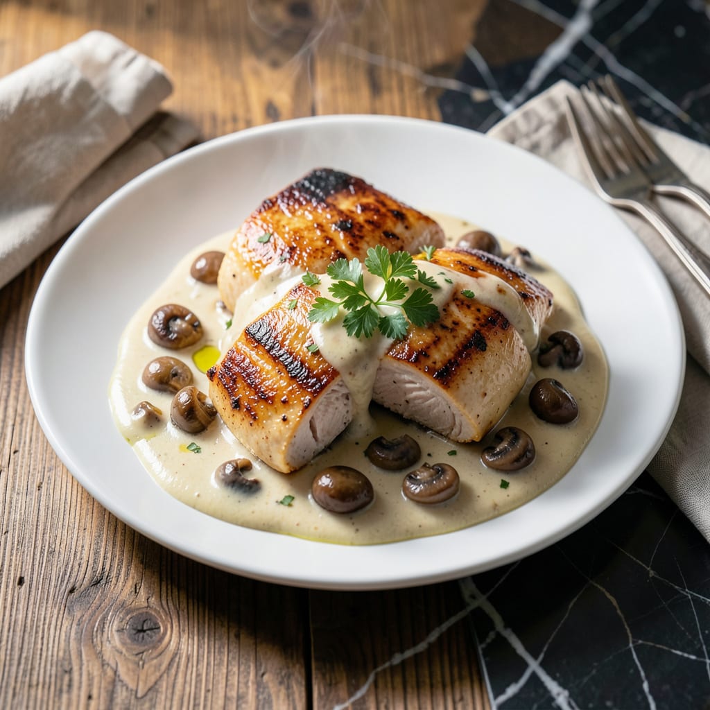 Visual representation of Chicken and Creamy Mushroom Sauce Recipe: Velvety Texture with Earthy Depth