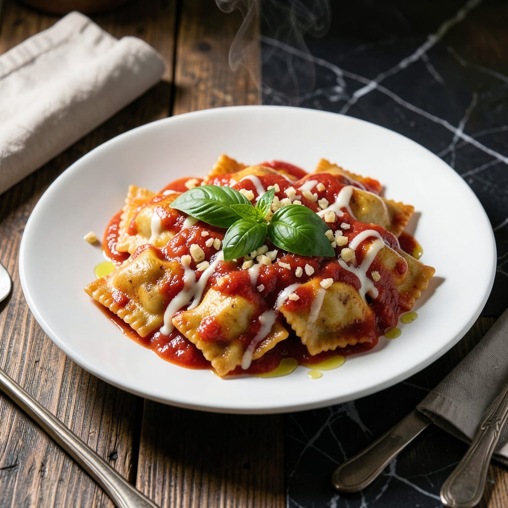 Chicken and Mozzarella Ravioli Sauce Recipe: Velvety Tomato Basil Fusion example with annotations