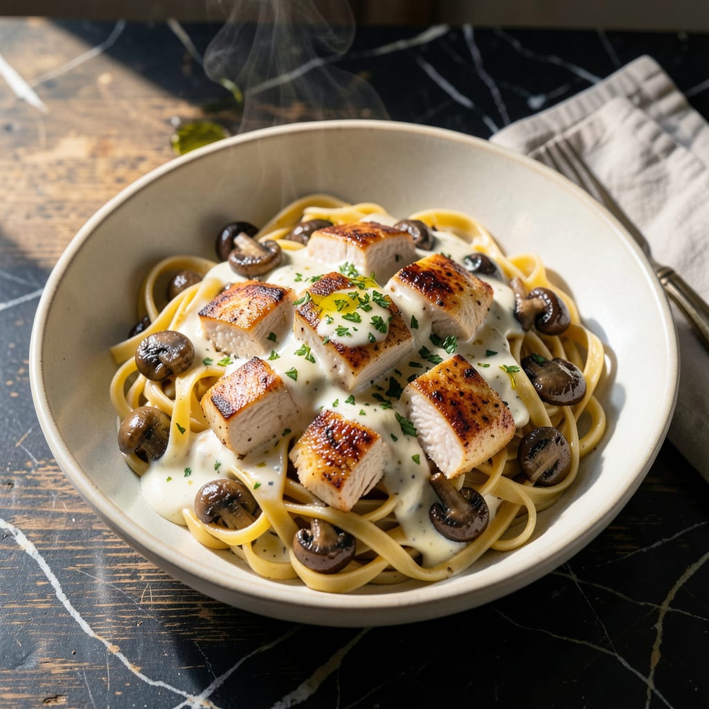 Chicken and Mushroom Pasta Sauce Recipe: Earthy Umami Richness for Noodles example with annotations