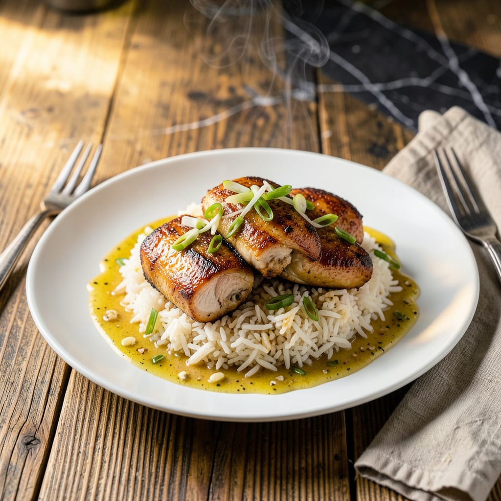Chicken and Rice With Scallion Ginger Sauce Recipe: Aromatic Weeknight One Bowl Feast example with annotations