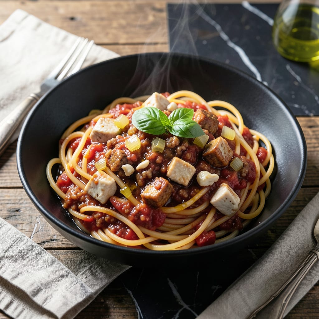 Chicken and Sausage Spaghetti Sauce Recipe: Rich Tomato Base With Meaty Depth example with annotations