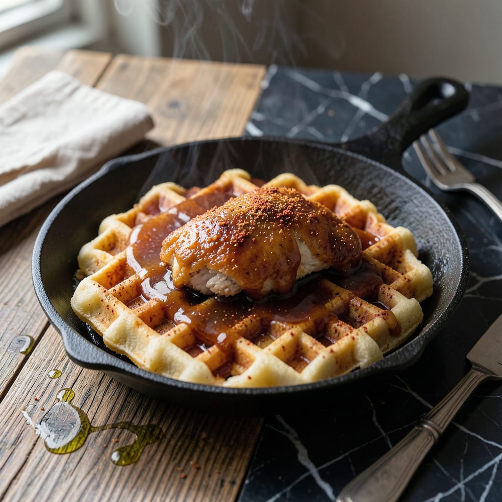 Visual representation of Chicken and Waffles Sauce Recipe: Sweet and Spicy Syrup Fusion