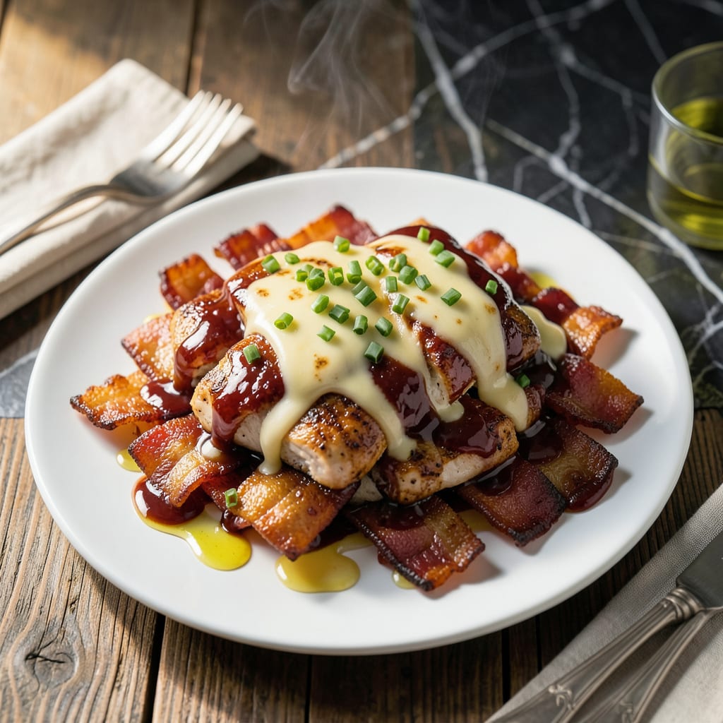 Chicken Bacon Cheese BBQ Sauce Recipe: Smoky Three Layer Indulgence example with annotations