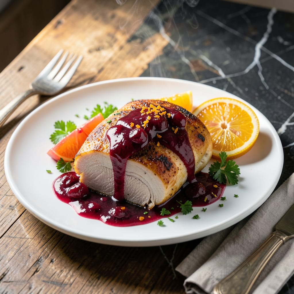 Visual representation of Chicken Breast and Cranberry Sauce Recipe: Festive Sweet Tart Pairing