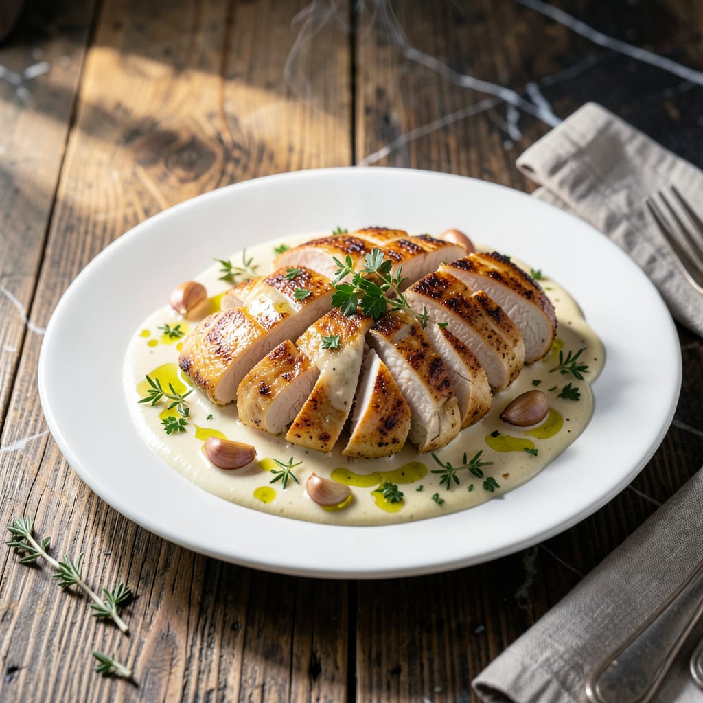 Chicken Breast in Garlic Sauce Recipe: Succulent Meat in a Bold Garlic Glaze example with annotations