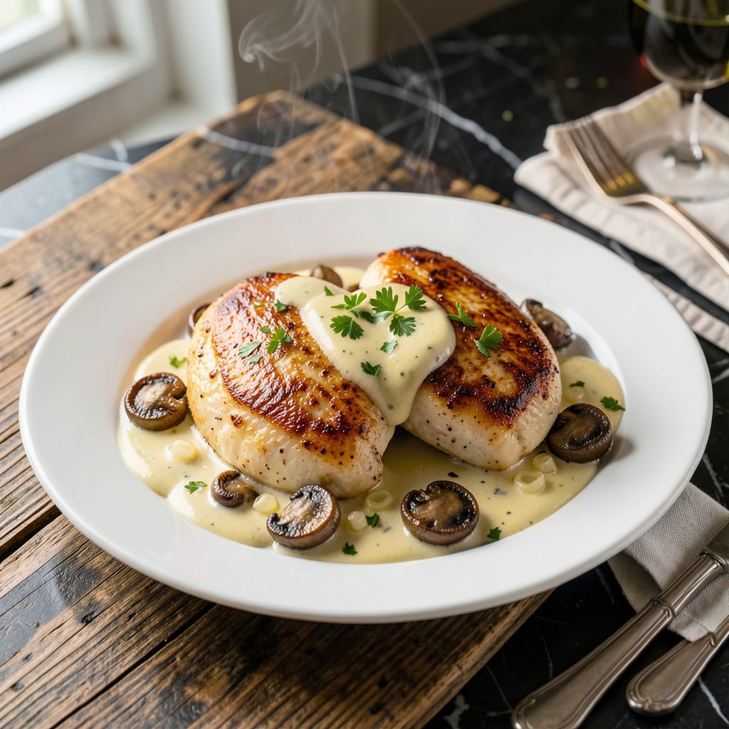Chicken Breast Mushroom Cream Sauce Recipe: Wine Infused Velvety Finish detailed visual guide