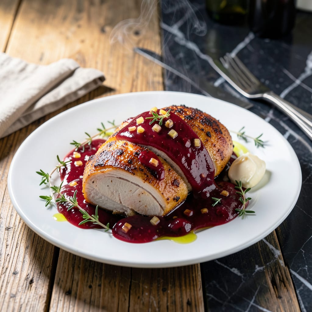 Visual representation of Chicken Breast With Cherry Sauce Recipe: Sweet and Savory Gourmet Glaze