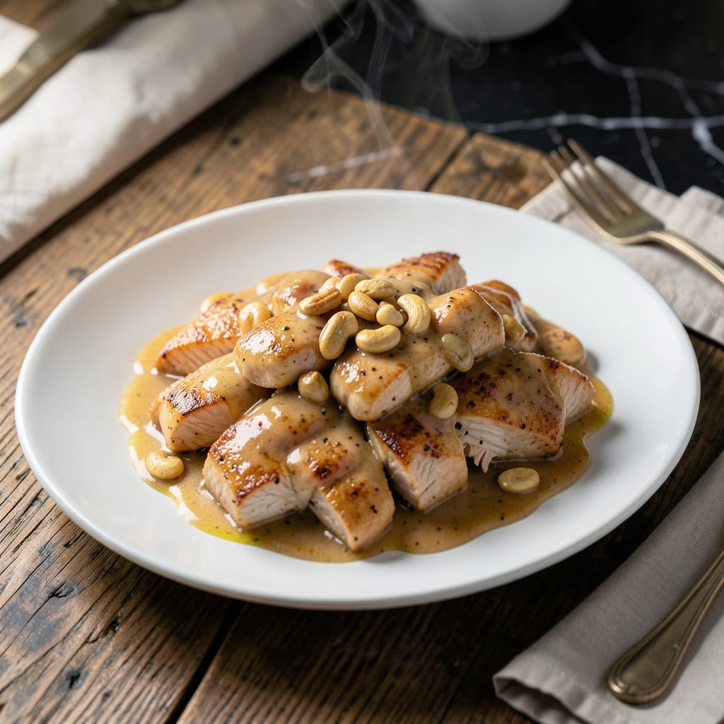 Chicken Cashew Nut Sauce Recipe: Velvety Richness With Crunchy Texture illustration with key details
