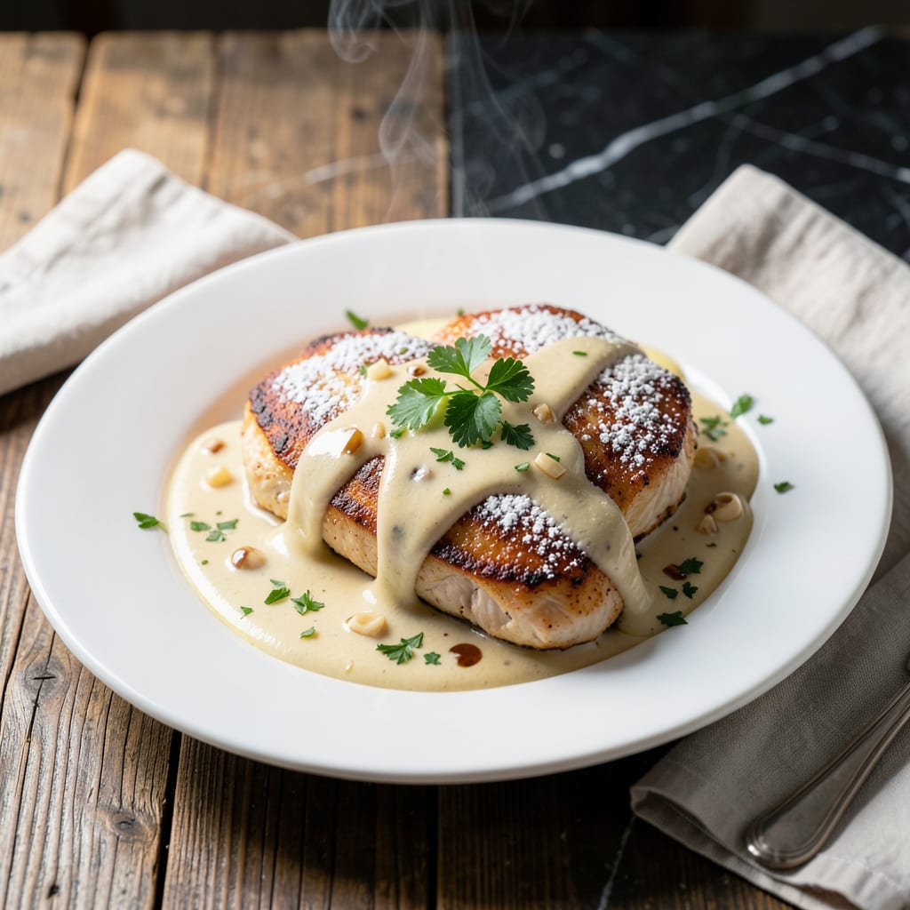 Visual representation of Chicken Cognac Cream Sauce Recipe: Luxurious French Inspired Finish