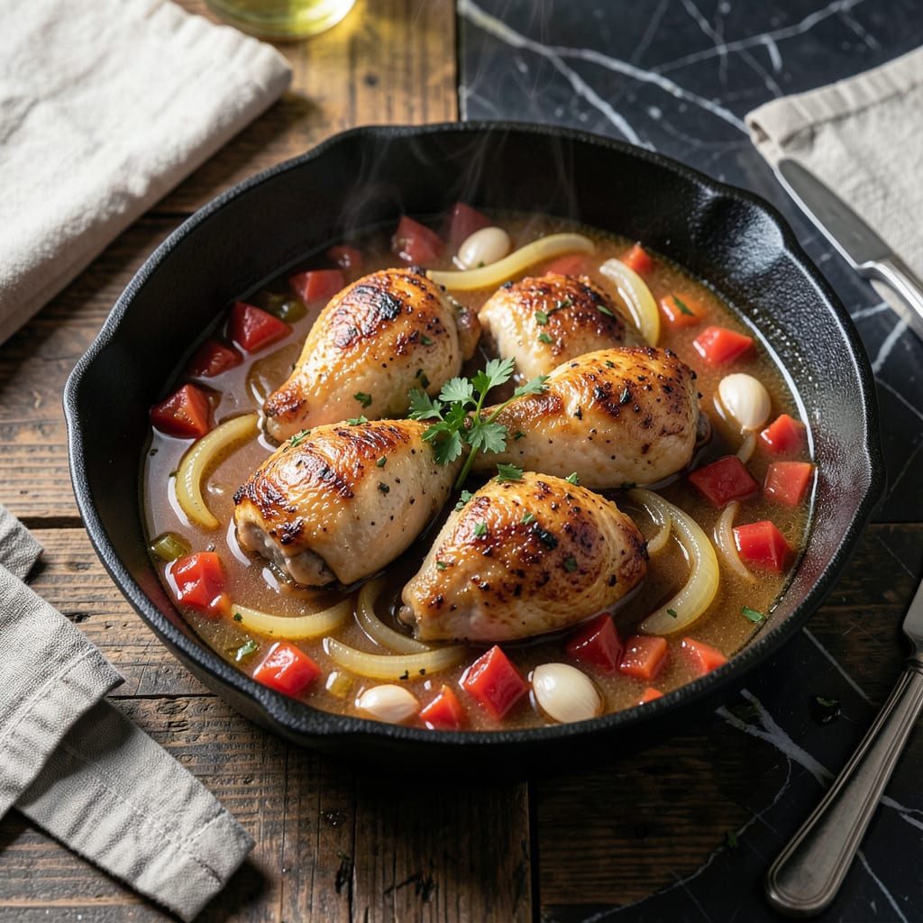 Visual representation of Chicken Cooked in Sauce Recipe: Velvety Simmered Goodness