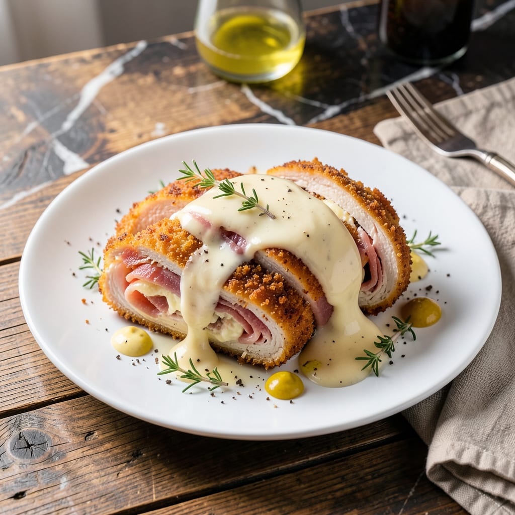 Chicken Cordon Bleu Sauce Recipe Cream Chicken: Velvety Swiss and Dijon Fusion example with annotations