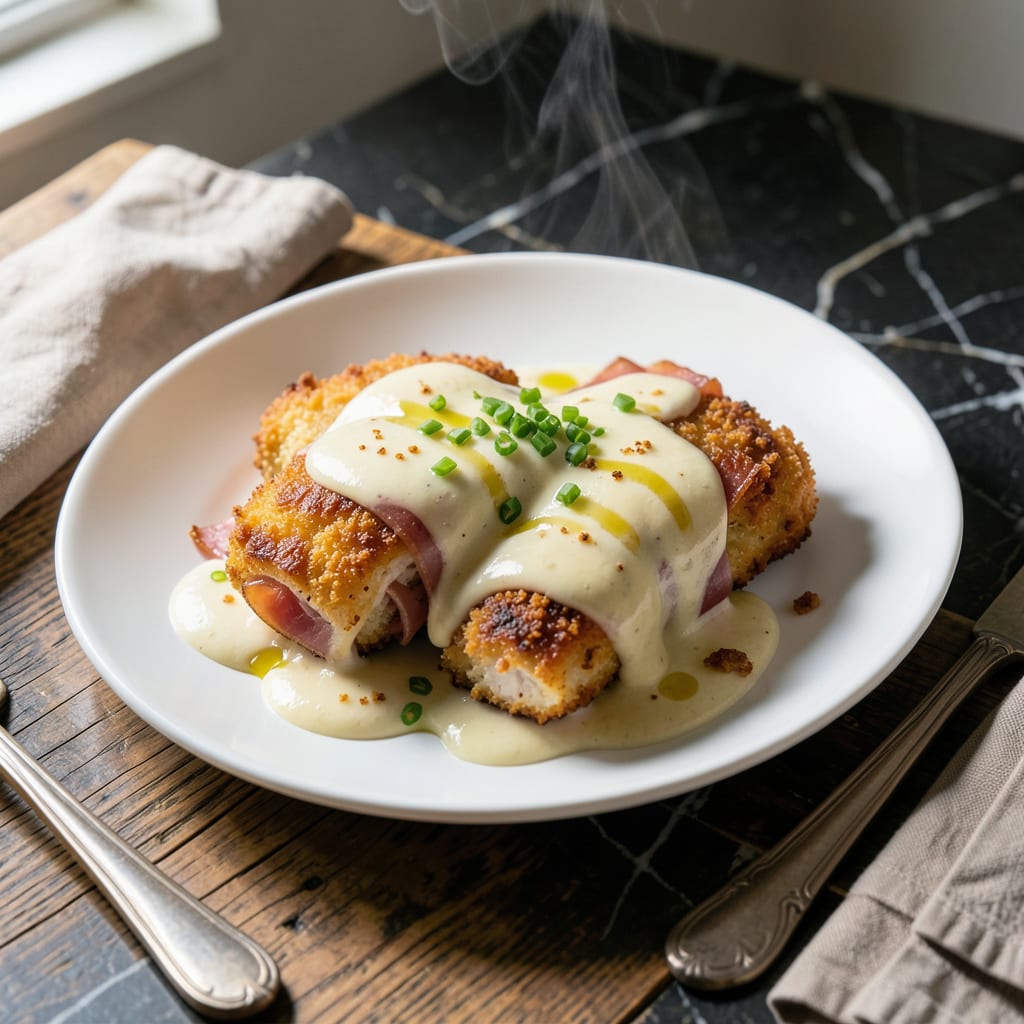 Chicken Cordon Bleu Sauce Recipe: Velvety Swiss and Dijon Fusion example with annotations