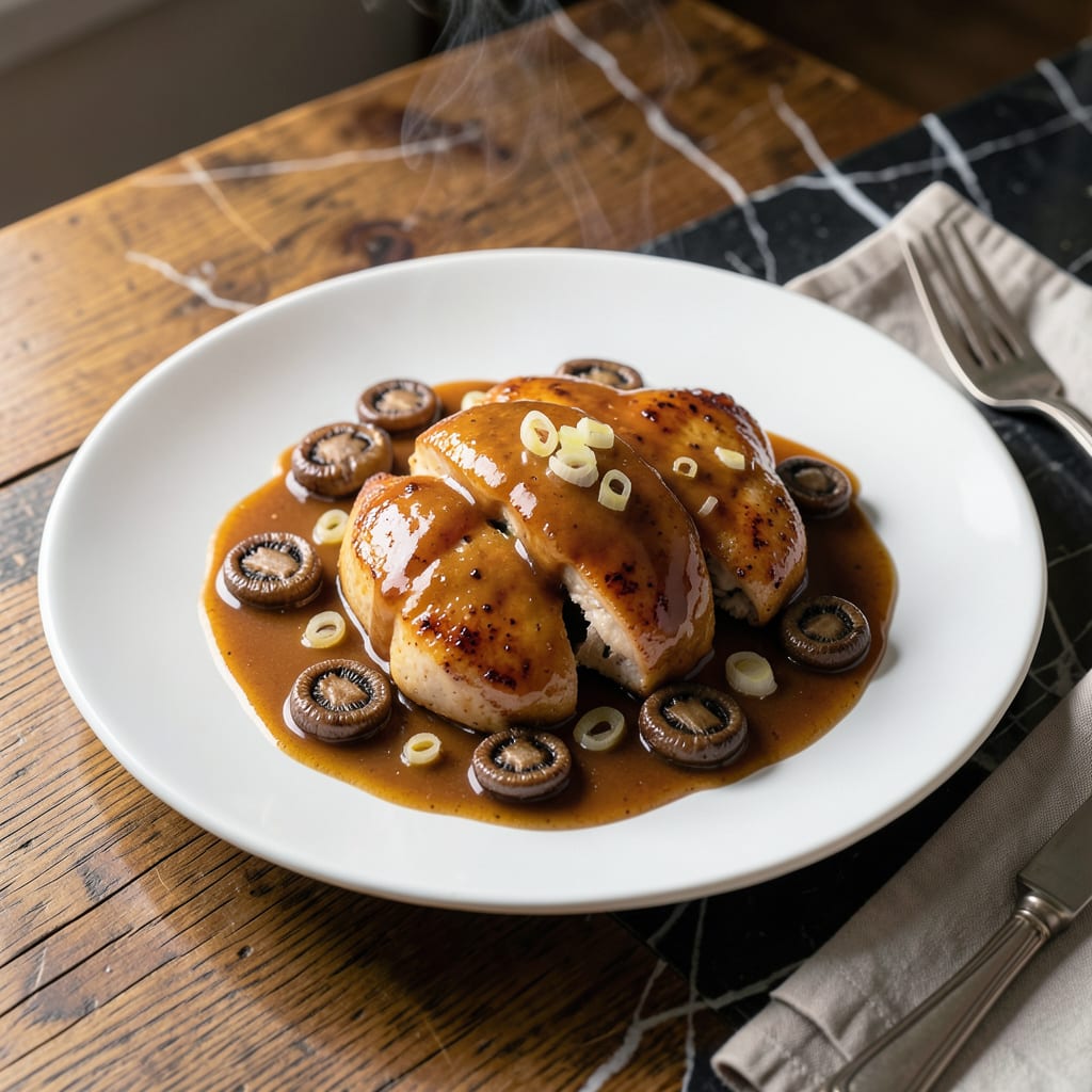 Chicken Diane Sauce Recipe: Pan Seared Mushroom and Brandy Infusion example with annotations