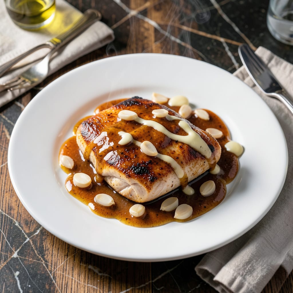 Visual representation of Chicken Dijon Restaurant Garlic Sauce Recipe: Bistro Style Creamy Boldness