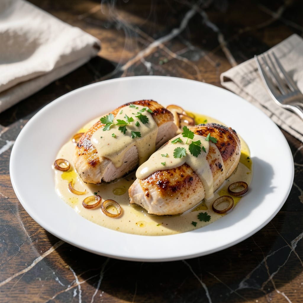 Chicken Dijon Sauce Recipe: Tangy Cream Sauce With Herbed Elegance illustration with key details