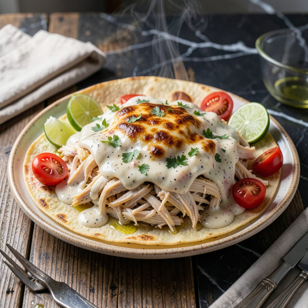 Chicken Enchilada White Cream Sauce Recipe: Velvety Tex Mex Indulgence example with annotations