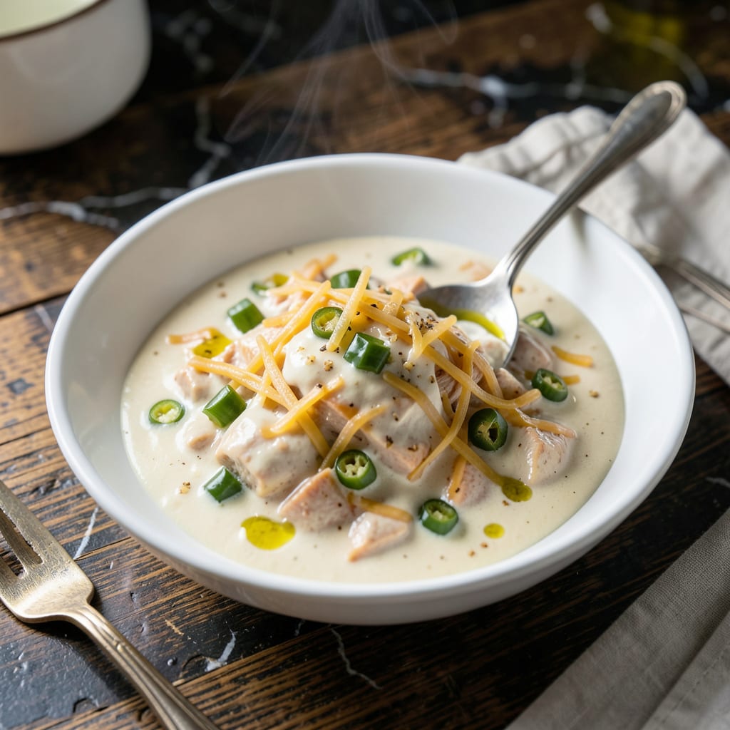 Chicken Envueltos Sauce Recipe: Creamy Cheese and Green Chile Blend detailed visual guide