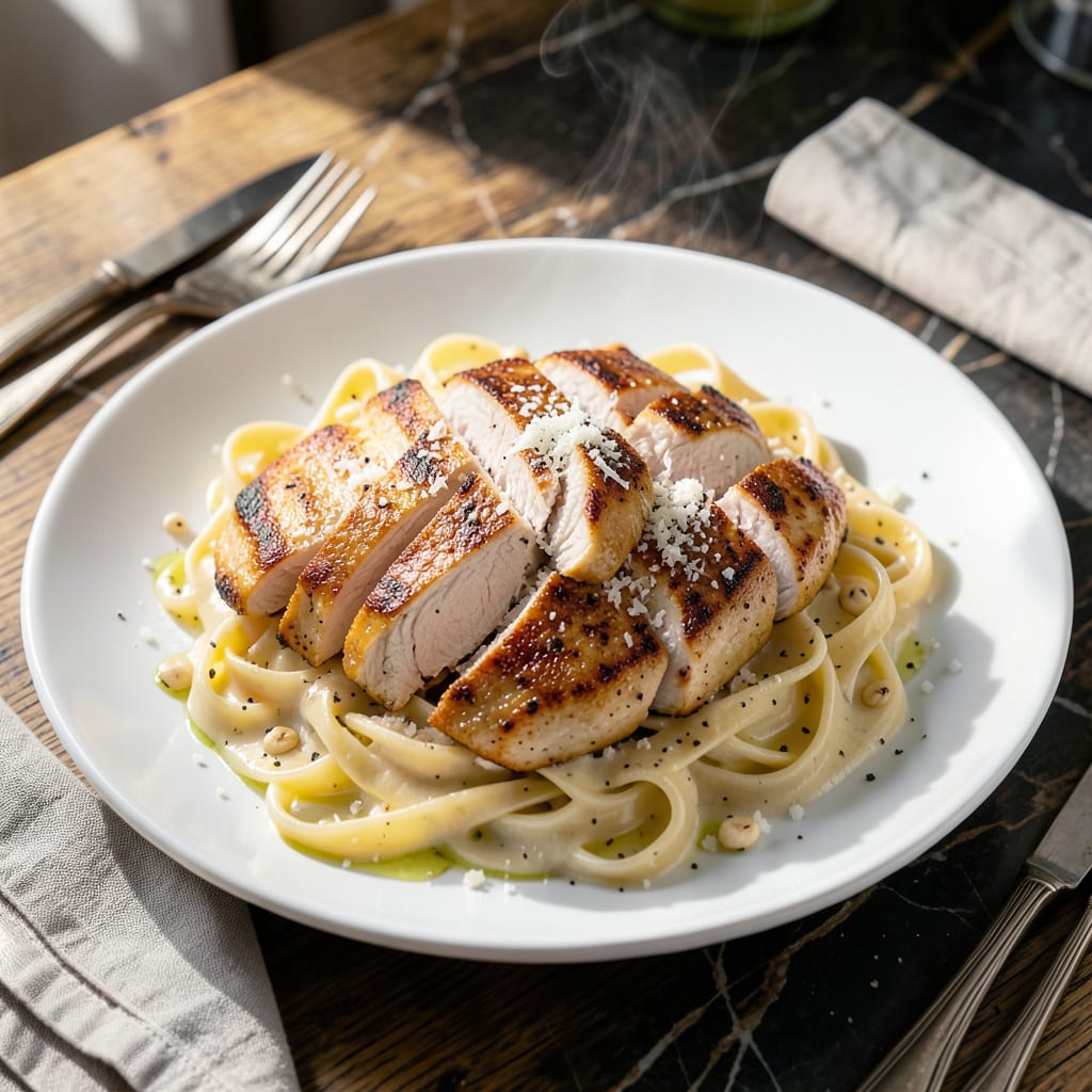 Chicken Garlic Alfredo Sauce Recipe: Velvety Parmesan and Herb Infusion example with annotations