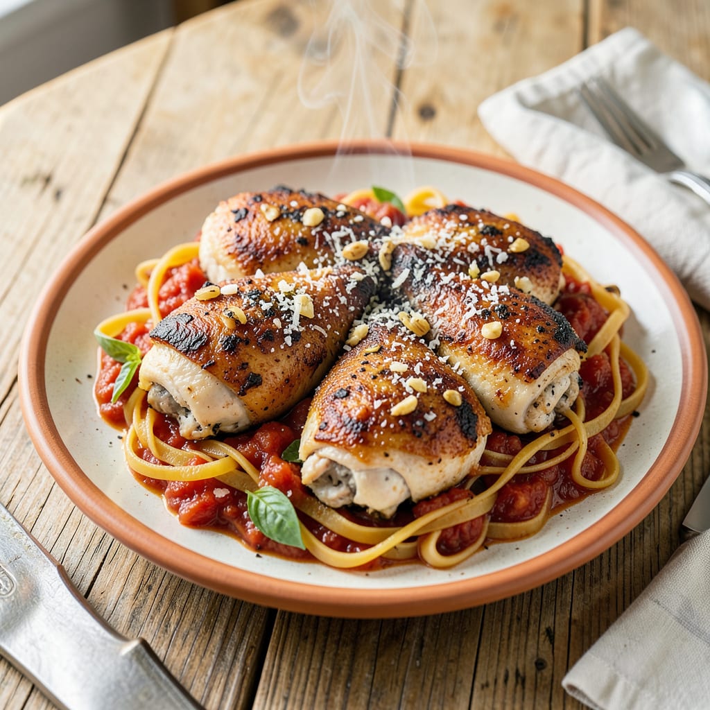 Chicken in Marinara Sauce Recipe: Tender Meat in Rich Tomato Bliss illustration with key details