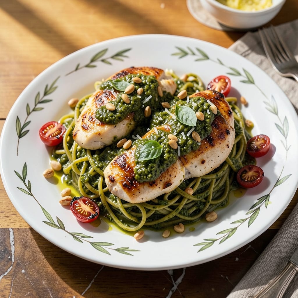 Chicken in Pesto Sauce Recipe: Creamy Basil Bliss in 30 Minutes illustration with key details