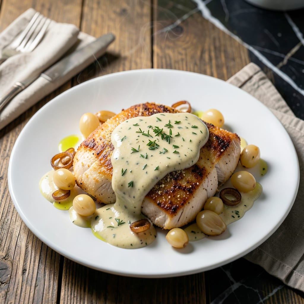 Chicken in Tarragon Cream Sauce Recipe: Elegant French Bistro Style illustration with key details