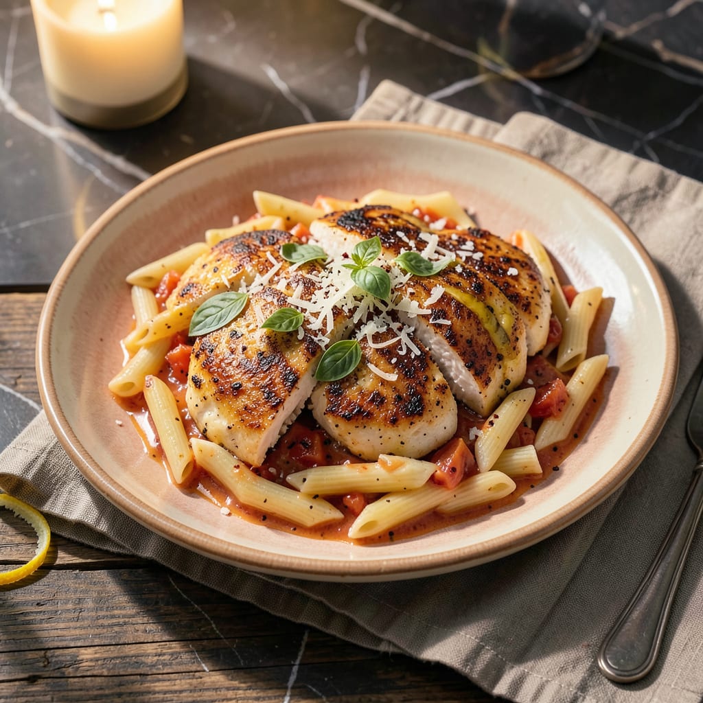 Complete chicken in vodka sauce recipe overview image